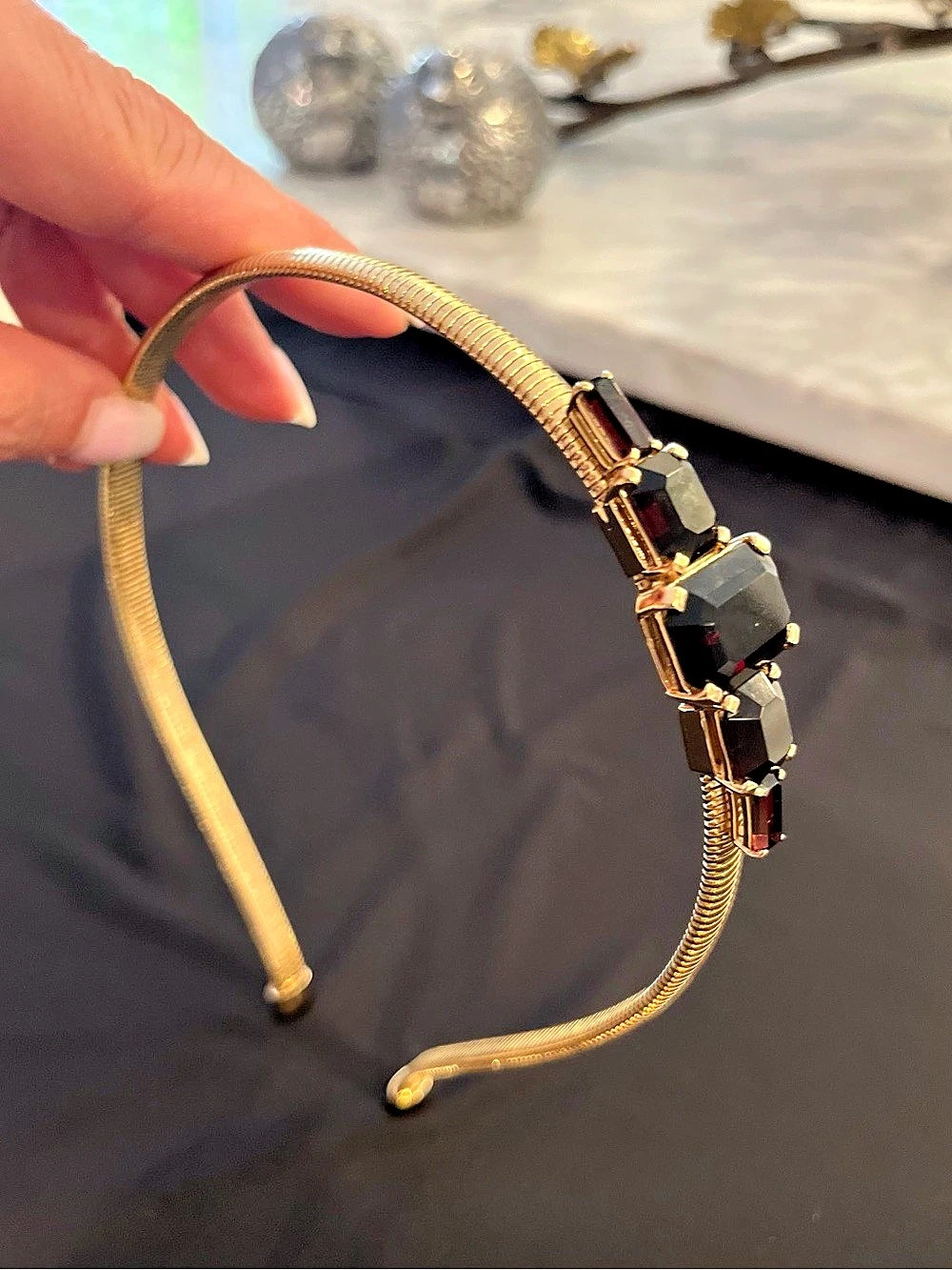 Henri Bendel Jeweled Headband in Gold & Black NWOT